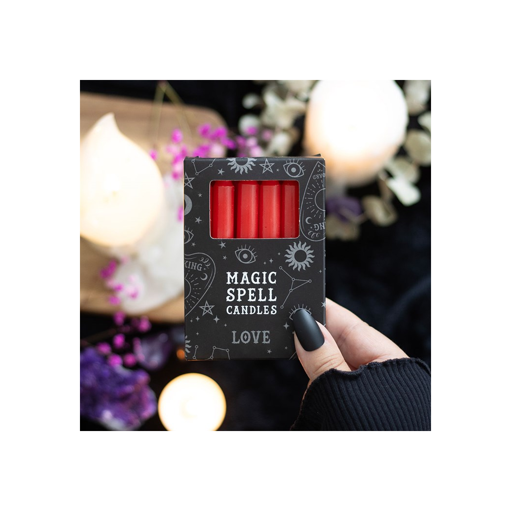 Set of 12 Red 'Love' Spell Candles